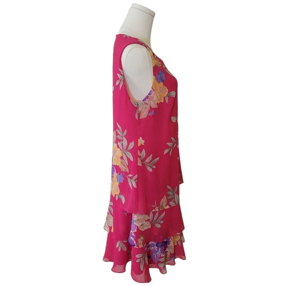 Lauren by Ralph Lauren Pink Sleeveless Floral Dress Size 10 - Picture 4 of 6